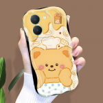 Armas koomiksimustriga kreemjas tekstuuriga korpus, lainelise servaga pehme silikoonkaanega telefoni&uuml;mbris Vivo jaoks Vivo V15 puhas