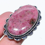 Natural Rhodonite Gemstone Handmade 925 Sterling Silver Gift Ring Size 9 f7m87