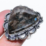 Natural Larvikite Stone Gemstone 925 Sterling Silver Gift Ring Size 8 f9y37