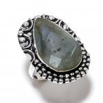 Natural Labradorite Gemstone Handmade 925 Sterling Silver Ring Size 6 b0p63