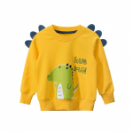 Beebide ja v&auml;ikelaste poiste ja t&uuml;drukute dressipluus, poiste multikas Dinosauruse ilma korgita, laia kaelusega dressipluus pikkade varrukatega pullover 90cm kollane