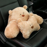 Armas auto nimmepadja peatoe komplekt Pl&uuml;&uuml;s auto kaitse kaelal&uuml;li kaitse nimmeosa l&uuml;lisamba padjad vabaaja mugavad padjad Lumbar Cushion+ Headrest pruun