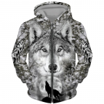 Kevadine s&uuml;gisene 3D Wolfi seeria tr&uuml;kitud t&otilde;mblukuga kapuuts Meeste naiste Paaride kapuutsiga kapuutsiga jope vabaaja mood jakk 4XL