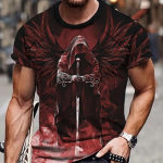 Uus suvine meeste moe T-s&auml;rk Personality Angel Knight tr&uuml;kitud meeste T-s&auml;rk top L punane