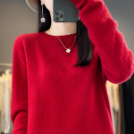 Naiste ka&scaron;miirist sviiter Qinghe ka&scaron;miir 30% ka&scaron;miir 70% vill s&uuml;gis-talvine ka&scaron;miir pullover pehme ja soe XL punane