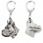 Great Dane I - Silver-plated key ring with dog, handbag decoration, backpack pendant by Art-Dog brand