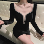 YYFS Naiste moe kevads&uuml;gise &uuml;hev&auml;rvilised kleidid pikkade varrukatega V-kaelusega k&otilde;rge v&ouml;&ouml;kohaga vabaajakleidid M must