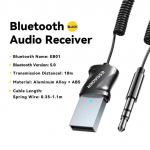 Essager Bluetooth 5.0 helivastuv&otilde;tja USB-dongliga 3,5 mm lisahelipistikuga Autoheli lisaseade auto k&otilde;laritele Stereo juhtmevaba vastuv&otilde;tja Bluetooth v5.0 must