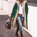 Suures suuruses &uuml;mberp&ouml;&ouml;ratav fuzzy longline kapuutsiga naiste talvemantel, vabaaja s&uuml;gis- ja talve&uuml;ler&otilde;ivad S roheline