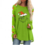 Naiste mood vabaaja pikkade varrukatega j&otilde;ulutr&uuml;kiga &uuml;mara kaelusega pullover top-pluus XXXL