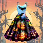 Naiste mood Halloweeni tr&uuml;kitud seksikas olkaimeta gooti kokteilikleit punki, vintage kleit. L must