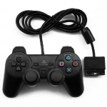 Black Shock Wired Controller Dual Vibration Gamepad PS2 jaoks