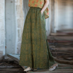 Johnature Naiste Vintage Print Lillelised laia s&auml;&auml;rega p&uuml;ksid Kevadelastilised v&ouml;&ouml;taskud Naiste p&uuml;ksid lahtised p&uuml;ksid One Size roheline