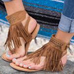 Mood naiste sandaalid Mood Fringe naiste suvekingad 2024 Bohemia Flats Sandaalid Naistele Pahkluu rihm zapatos mujer Suurus 998 9 pruun
