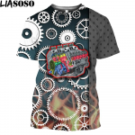 LIASOSO 3D Prinditud Meeste Naiste l&uuml;hikeste varrukatega T-s&auml;rk Mehaaniline Mootor&otilde;mblus Suvine Harajuku Personality Casual Paari T-s&auml;rk S