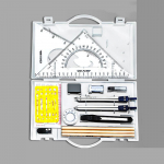 Masinaehituse joonistamise joonistust&ouml;&ouml;riistade komplekt T&ouml;&ouml;stusdisaini t&ouml;&ouml;riistakomplekt koos pliiatsiteritajaga Kunstnoa joonlauad Kompassi joonistusmall