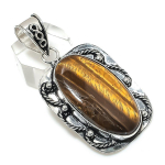 Tiger Eye Gemstone Handmade 925 Sterling Silver Jewelry Pendant 2.17 l1m14