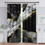 3D kaasaegne mustkuldne abstraktne kunst marmorist elegantne disain, 2 t&uuml;kki &otilde;hukese varjundiga kardina elutoa magamistoa sisekujunduseks 100W130H(CM)40x51in&Hook kollane