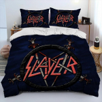 Slayer Heavy Metal Band Music tekkvoodipesukomplekt, tekikott, padjap&uuml;&uuml;r, kuningasuuruses voodipesukomplekt kingituseks AU Single 140x210cm