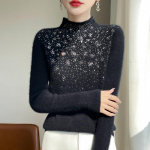 &Otilde;mblusteta &uuml;hes t&uuml;kis poolk&otilde;rge kaelusega naiste kampsun Slim Fit Base sviiter s&uuml;gis- ja talvine kootud kampsun 2XL must