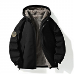 Puuvillane jope, meeste mantel, t&ouml;&ouml;riided, kapuutsiga, s&uuml;gis- ja talvine paksu sametklambriga 6XL must