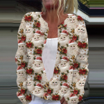 Naiste moe j&otilde;ulutr&uuml;kiga pikkade varrukatega kootud kardiganist n&ouml;&ouml;bist sulejope L