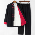 Traditsiooniline Hiina Tang &uuml;likond Kung Fu vormiriietus Retro vabaaja puuvillane linane suures suuruses Tai Chi r&otilde;ivakomplekt mees XXXXL