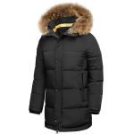 Meeste talvine vabaaja pikk paks karusnahast krae kapuutsiga Parkas jope meeste s&uuml;gismood soe tuulekindel taskum&uuml;ts Parka meestele L black