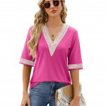 YYFS naistemood vabaaja suve kevade &uuml;hev&auml;rvilise tr&uuml;kiga l&uuml;hikeste varrukatega V-kaelusega pluusid ja s&auml;rgid S