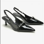 Temperament Black Pointed Kitten Heel Slim Heel Button Rihm Baotou Sandaalid Naiste Summer 36