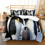 Armas pingviinimustriline tekikottide komplekt Armsad Kawaii loomad lastele T&uuml;drukutele Magamistoa sisekujundus Pol&uuml;estrist lohukott King Queen Suurus 70x133cm 2pcs