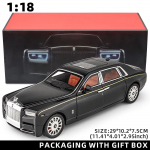 1:18 Rolls-Royce'i fantoommudelauto t&auml;histaevaga katuseluuk, tsingisulamist tagasit&otilde;mmatav m&auml;nguasi survevalatud auto heli ja valgusega realistlike kollektsiooni kaunistustega must