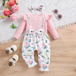Baby Girl Ruffle Sleeve Roosa Romper Bodysuit Lilleline Bowknot Jumpsuit &uuml;hes t&uuml;kis komplekt 9-12M