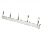 Seinale kinnitatav riideriiul, terasest 5 konksuga riidepuu uks, tagumine k&auml;ter&auml;tikuhoidja