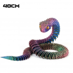 Helendav 30 cm 3D prinditud kobra madude kaunistus 3D prinditud loomad kirjutuslaua aksessuaarid toakaunistus Kontori laua ussi aasta ornament [3-color Gradient] Red Blue Green-40cm