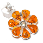 Natural Baltic Amber, Citrine 925 Sterling Silver Jewelry Pendant 2.48 f4i54