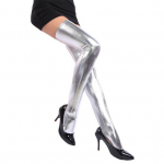 1 paar naiste sukkp&uuml;ksid reie k&otilde;rged &uuml;hev&auml;rvilised sokid Slim Fit kunstnahast peod &ouml;&ouml;klubid sukad