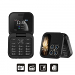 P&ouml;&ouml;rake mobiiltelefon 2 SIM-kaardiga ooterežiimis Magic Voice FM-raadio taskulampide must nimekiri 1,77-tolline v&auml;ikese ruuduga kokkupandav telefon Without TF card must