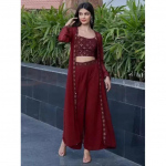 Naiste Georgette Etniline Tuunika Palazzo Etniline Jakk Komplekt India Pakistani Peo R&otilde;ivad VF-20161 M-38