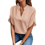 GMXIA naiste vabaaja moe suvine &uuml;hev&auml;rvilise tr&uuml;kiga l&uuml;hikeste varrukatega V-kaelusega pluusid ja s&auml;rgid XXXL