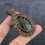 Black Tiger Eye Handmade Copper Wire Wrap Jewelry Pendant 2.48 v8f79
