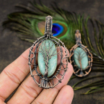 Amazonite Handmade Copper Wire Wrap Jewelry Pendant 3.15 g7m84