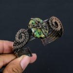 Copper Ruby in Zoisite Handmade Copper Wire Wrap Bangle Adjustable a9A47