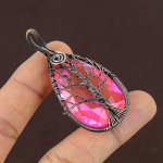 Natural Tree Of Life Kunzite Gemstone Copper Wire Wrap Gift Pendant 2.4 w4h69