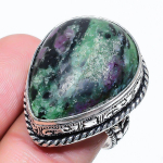 Ruby in Zoisite Gemstone Handmade Ethnic 925 Silver Gift Jewelry Ring Size 7 B7Q63
