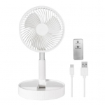 Juhtmevaba Kokkupandav Ventilaator Kaugjuhtimispuldiga Tugev &Otilde;huvool Madal M&uuml;ratase Energias&auml;&auml;stlik Laetav Reguleeritava K&otilde;rgusega Jahutusventilaator 3600mAh valge