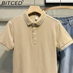 BITCED Puuvillane l&uuml;hikeste varrukatega T-s&auml;rk Meeste moodne vaba poolvarrukatega s&auml;rk tr&uuml;kitud kaastundes&auml;rk M