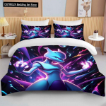 10 suurust Pokemon Mewtwo tr&uuml;kiga voodipesukomplekt multikas anime tekikott tekk padjap&uuml;&uuml;r poisid t&uuml;drukud lapsed t&auml;iskasvanud king suurus kingitus 140x200cm 3pcs
