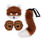 Karvane Teriaani Kost&uuml;&uuml;mikomplekt T&uuml;drukutele Naistele Kunstkarusnahast Saba Pl&uuml;&uuml;smask Kohev K&auml;pakinnaste Komplekt Rebane Kass Hunt Loom Cosplay Aksessuaarid Halloweeniks brown
