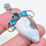 Natural Owhyee Opal, Topaz 925 Sterling Silver Jewelry Pendant 2.40 a0o27